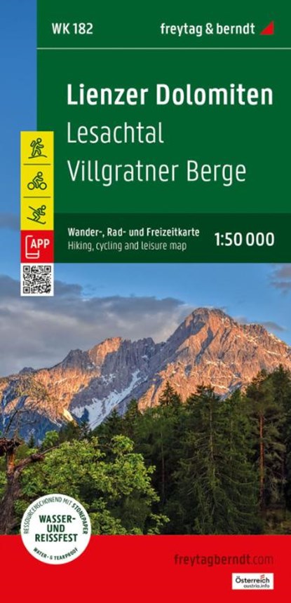 freytag & berndt Wanderkarte WK 182 Lienzer Dolomiten, Lesachtal - Villgratner Berge 1:50.000, Freytag & Berndt - Gebonden - 9783707924374