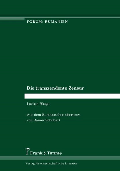 Die transzendente Zensur, Lucian Blaga - Paperback - 9783732901616