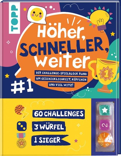 Höher, schneller, weiter! Der Challenge-Spieleblock mit 3 Würfeln, Ursula Schwab - Gebonden - 9783735891723
