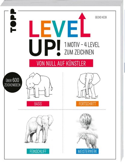 Level up! 1 Motiv - 4 Level zum Zeichnen, Gecko Keck - Paperback - 9783735892034