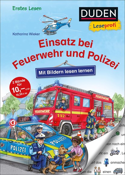 Duden Leseprofi - Mit Bildern lesen lernen: Einsatz bei Feuerwehr und Polizei, Katharina Wieker - Gebonden - 9783737336499