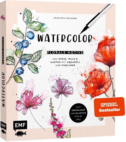 Watercolor - Florale Motive aus Wiese, Wald & Garten mit Aquarell und Fineliner, Anastasia Sälinger - Gebonden - 9783745909050