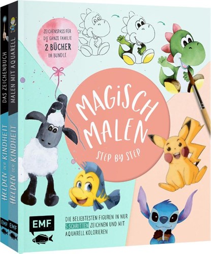 Magisch malen Step by Step - Die beliebtesten Figuren aus TV und Kino in nur 5 Schritten zeichnen und mit Aquarell kolorieren, Stefanie Moy ; Berrin Jost - Paperback - 9783745916638