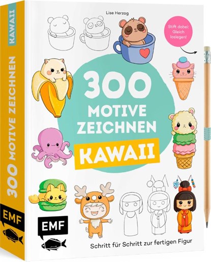 300 Motive zeichnen - Kawaii, Lise Herzog - Paperback - 9783745927733