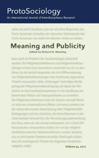 Meaning and Publicity, RICHARD N,  Manning - Paperback - 9783746034508
