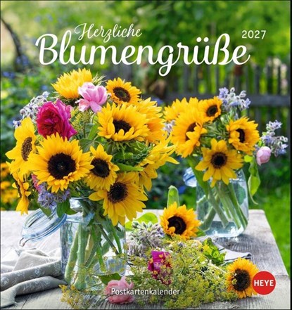 Herzliche Blumengrüße Postkartenkalender 2027, Heye - Paperback - 9783756415458