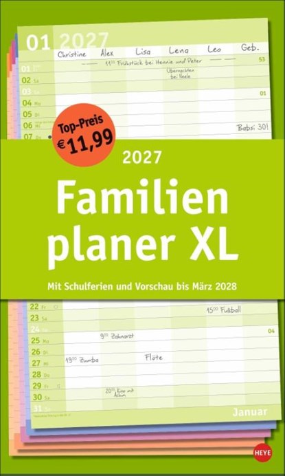 Basic Familienplaner XL 2027, Heye - Paperback - 9783756415847