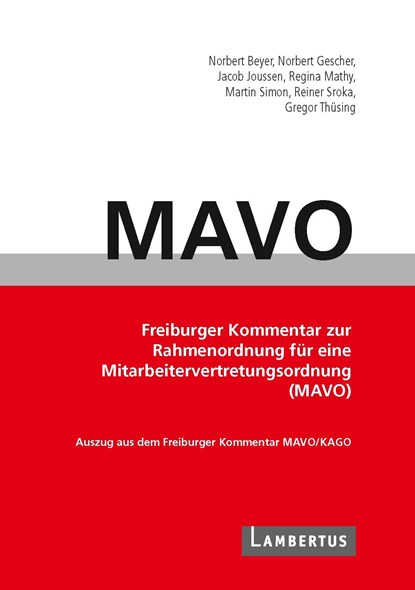 Handbuch MAVO-Kommentar, Norbert Beyer ;  Norbert Gescher ;  Jacob Joussen ;  Regina Mathy ;  Martin Simon ;  Reiner Sroka ;  Gregor Thüsing - Paperback - 9783784136257