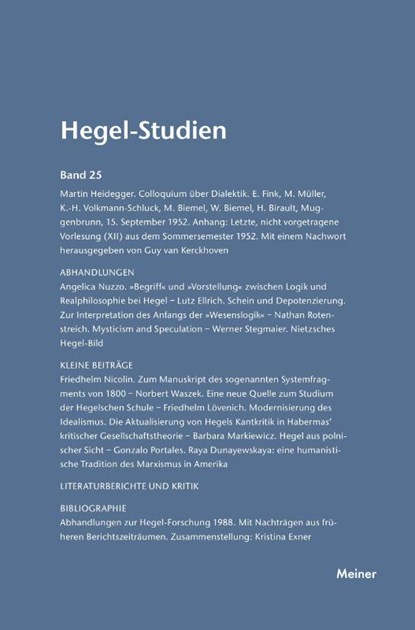 Hegel-Studien / Hegel-Studien Band 25 (1990), Otto Poeggeler ; Friedhelm Nicolin - Paperback - 9783787314898