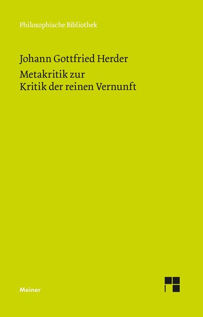 Metakritik zur Kritik der reinen Vernunft, Johann Gottfried Herder - Gebonden - 9783787342358