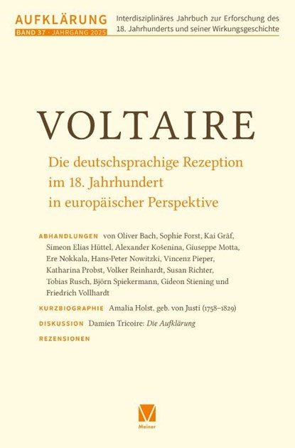 Aufklärung 37: Voltaire, Martin Mulsow ; Gideon Stiening ; Friedrich Vollhardt - Paperback - 9783787350650