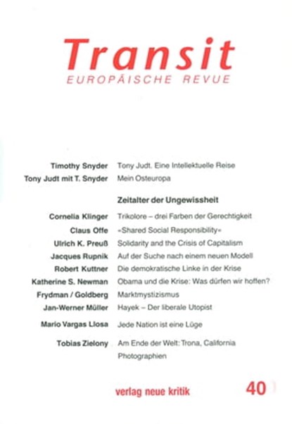 Transit 40. Europäische Revue, Ulrich K. Preuß ; Claus Offe ; Timothy Snyder ; Krzysztof Michalski ; Klaus Nellen - Ebook - 9783801505462