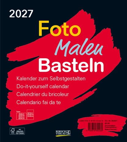 Foto-Malen-Basteln Bastelkalender schwarz 2027, Verlag Korsch - Paperback - 9783819304460