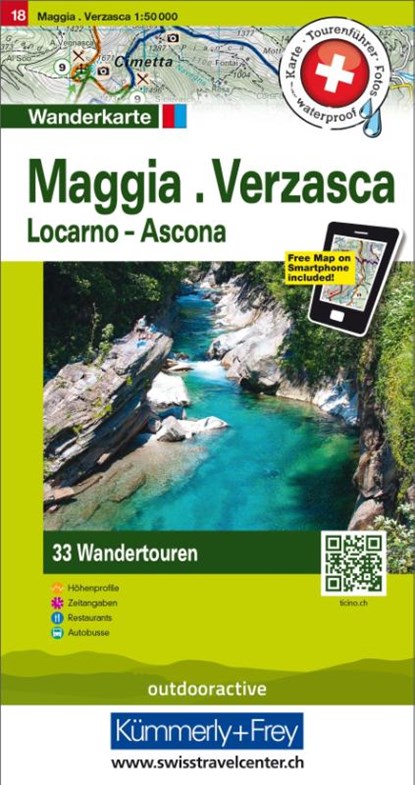 Maggia, Verzasca, Locarno-Ascona Touren-Wanderkarte Nr. 18, niet bekend - Gebonden - 9783828308602