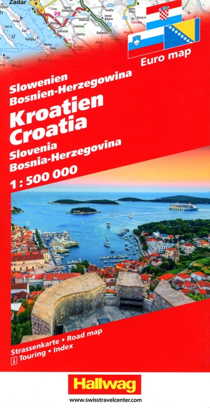 Kroatien, Slowenien, Bosnien-Herzegowina Strassenkarte 1:500 000, Hallwag Kümmerly+Frey AG - Gebonden - 9783828309487