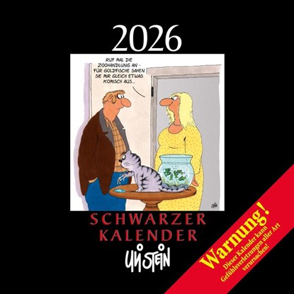 Uli Stein Schwarzer Kalender 2026: Monatskalender für die Wand, Uli Stein - Paperback - 9783830322498