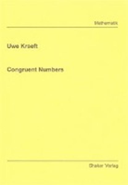 Congruent Numbers, KRAEFT,  Uwe - Paperback - 9783832226848