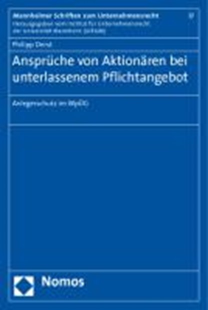 Ansprüche von Aktionären bei unterlassenem Pflichtangebot, DERST,  Philipp - Paperback - 9783832957261