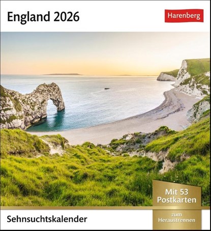 England Sehnsuchtskalender 2026 - Wochenkalender mit 53 Postkarten, Harenberg - Paperback - 9783840035586