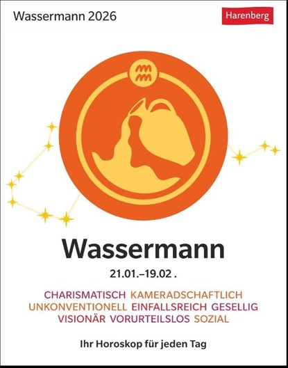 Wassermann Sternzeichenkalender 2026 - Tagesabreißkalender - Ihr Horoskop für jeden Tag, Robert Satorius - Paperback - 9783840035883