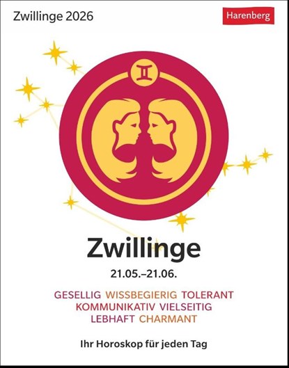 Zwillinge Sternzeichenkalender 2026 - Tagesabreißkalender - Ihr Horoskop für jeden Tag, Robert Satorius - Paperback - 9783840035920