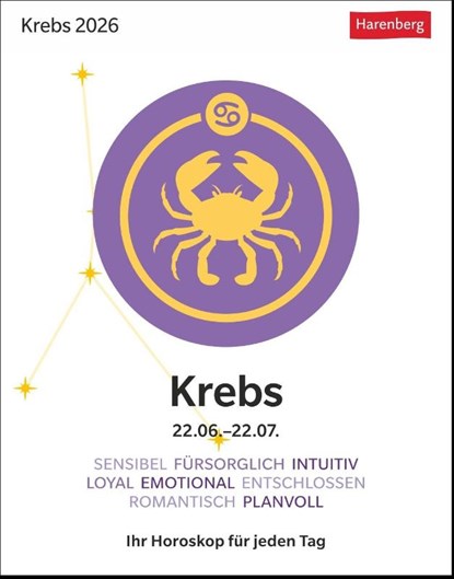 Krebs Sternzeichenkalender 2026 - Tagesabreißkalender - Ihr Horoskop für jeden Tag, Robert Satorius - Paperback - 9783840035937