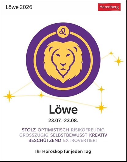 Löwe Sternzeichenkalender 2026 - Tagesabreißkalender - Ihr Horoskop für jeden Tag, Robert Satorius - Paperback - 9783840035944