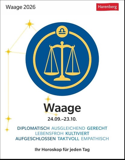 Waage Sternzeichenkalender 2026 - Tagesabreißkalender - Ihr Horoskop für jeden Tag, Robert Satorius - Paperback - 9783840035968