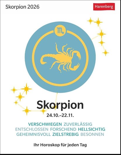 Skorpion Sternzeichenkalender 2026 - Tagesabreißkalender - Ihr Horoskop für jeden Tag, Robert Satorius - Paperback - 9783840035975