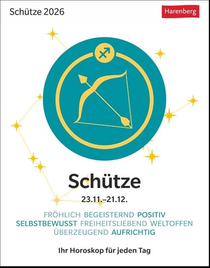 Schütze Sternzeichenkalender 2026 - Tagesabreißkalender - Ihr Horoskop für jeden Tag, Robert Satorius - Paperback - 9783840035982