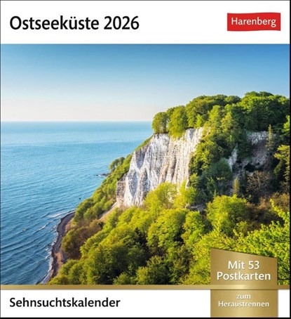 Ostseeküste Sehnsuchtskalender 2026 - Wochenkalender mit 53 Postkarten, Harenberg - Paperback - 9783840036057