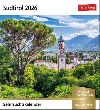 Südtirol Sehnsuchtskalender 2026 - Wochenkalender mit 53 Postkarten, Harenberg - Paperback - 9783840036408