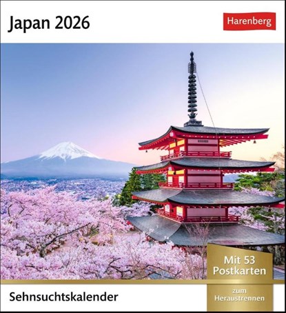 Japan Sehnsuchtskalender 2026 - Wochenkalender mit 53 Postkarten, Harenberg - Paperback - 9783840036743