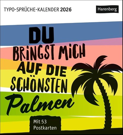 Typo-Sprüche-Kalender Postkartenkalender 2026 - Mit 53 Postkarten, Harenberg - Paperback - 9783840036910
