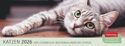 Katzen Premium-Tischplaner 2026 - Der literarische Wochenkalender mit Zitaten, niet bekend - Paperback - 9783840038020