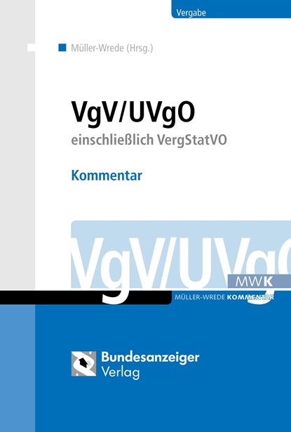 VgV / UVgO - Kommentar, Malte Müller-Wrede - Gebonden - 9783846205563