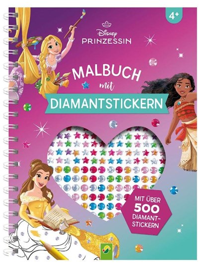 Disney Prinzessin Malbuch mit Diamantstickern | Malspaß mit über 500 funkelnden Glitzersteinen, Schwager & Steinlein Verlag - Paperback - 9783849949846
