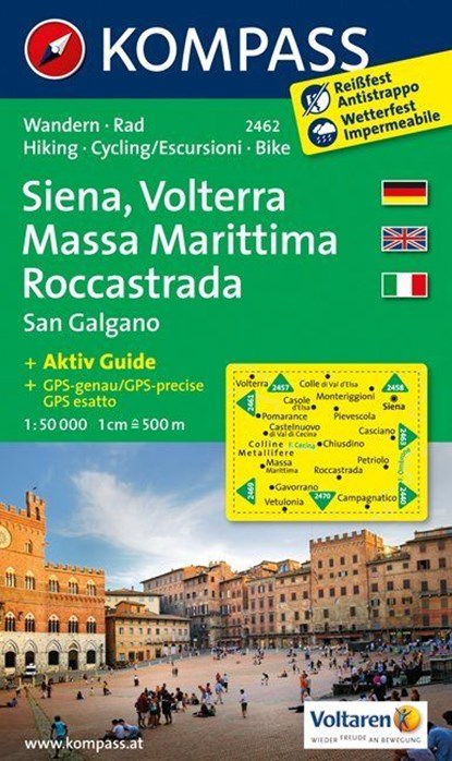 Kompass WK2462 Siena, Volterra, Massa Marittima, Rocco Strada,  - Losbladig - 9783850266055
