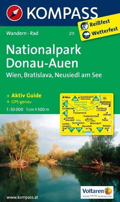 Kompass WK211 Nationalpark Donau-Auen, Wien, Bratislava, Neusiedl am See, niet bekend - Losbladig - 9783850266772