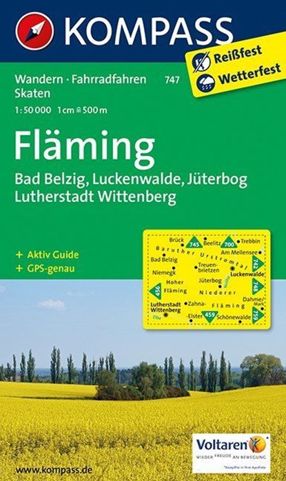 Kompass WK747 Fläming, Belzig Luckenwalde, Jüterbog, Lutherstadt, Wittenberg, niet bekend - Losbladig - 9783854915072