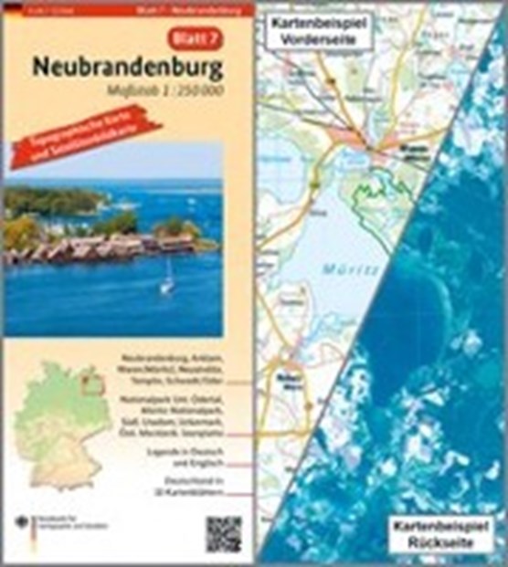 Neubrandenburg Umgebungskarte mit Satellitenbild 1:250.000