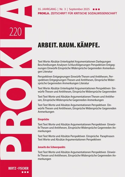 Arbeit. Raum. Kämpfe., PROKLA 220 Vereinigung zur Kritik der politischen Ökonomie e. V. - Paperback - 9783865059208