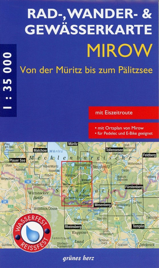 Mirow - von der Müritz zum Pälitzsee 1 : 35 000 Rad-, Wander- und Gewässerkarte