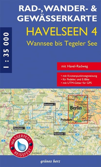 Rad-, Wander- und Gewässerkarte Havelseen 4: Wannsee bis Tegeler See, Lutz Gebhardt - Gebonden - 9783866361171
