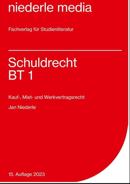 Schuldrecht BT 1, Jan Niederle - Paperback - 9783867240222