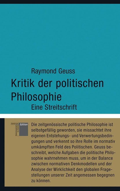 Kritik der politischen Philosophie, Raymond Geuss - Gebonden - 9783868542295