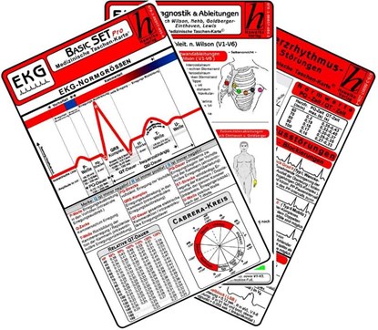 EKG Basic Set - PRO (3er Set) 2025 - Medizinische Taschen-Karte, Verlag Hawelka Verlag - Paperback - 9783869574059