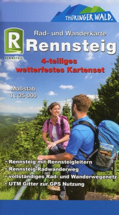 Rennsteig 1:35 000. 4-teiliges wetterfestes Kartenset mit Schutzhülle, niet bekend - Gebonden - 9783869731513
