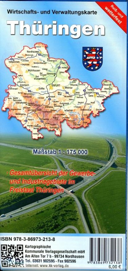 Wirtschafts- und Verwaltungskarte Thüringen, Kartographische Kommunale Verlagsgesellschaft mbH - Gebonden - 9783869732138