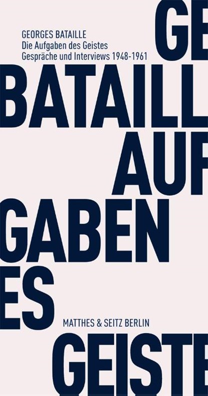 Die Aufgaben des Geistes, Georges Bataille - Paperback - 9783882215977
